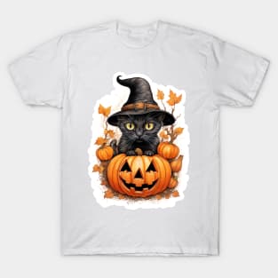 Cute Halloween Witch Cat T-Shirt